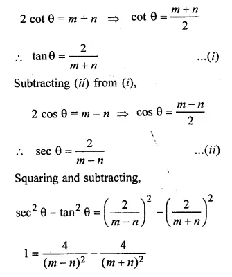 ML Aggarwal Class 10 Solutions for ICSE Maths Chapter 18 Trigonometric Identities Chapter Test Q12.1