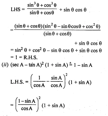 ML Aggarwal Class 10 Solutions for ICSE Maths Chapter 18 Trigonometric Identities Chapter Test Q8.1