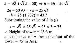 ML Aggarwal Class 10 Solutions for ICSE Maths Chapter 20 Heights and Distances Chapter Test Q1.2