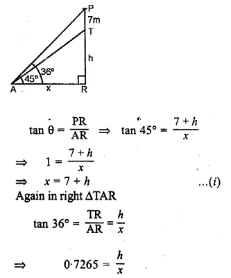ML Aggarwal Class 10 Solutions for ICSE Maths Chapter 20 Heights and Distances Chapter Test Q3.1