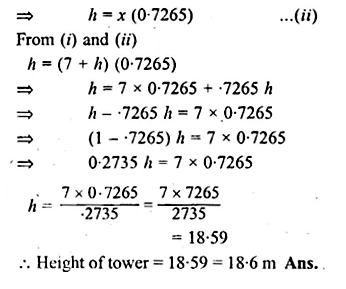 ML Aggarwal Class 10 Solutions for ICSE Maths Chapter 20 Heights and Distances Chapter Test Q3.2