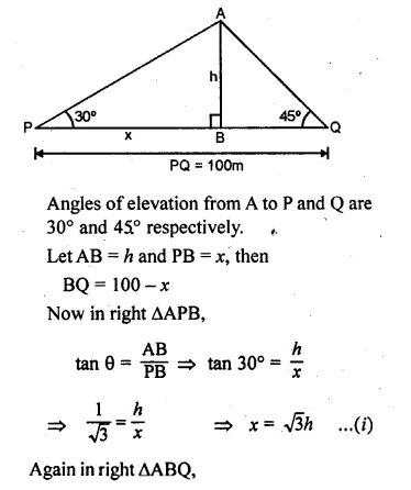 ML Aggarwal Class 10 Solutions for ICSE Maths Chapter 20 Heights and Distances Chapter Test Q9.1