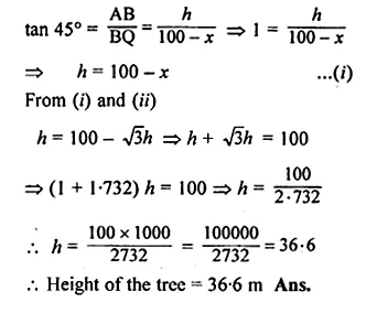ML Aggarwal Class 10 Solutions for ICSE Maths Chapter 20 Heights and Distances Chapter Test Q9.2