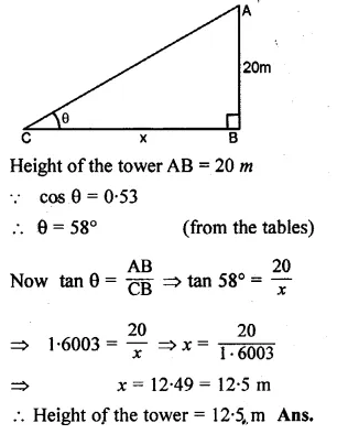ML Aggarwal Class 10 Solutions for ICSE Maths Chapter 20 Heights and Distances Ex 20 Q11.1