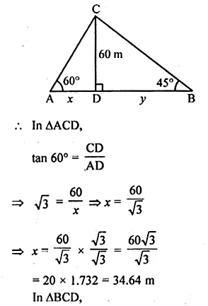ML Aggarwal Class 10 Solutions for ICSE Maths Chapter 20 Heights and Distances Ex 20 Q29.1