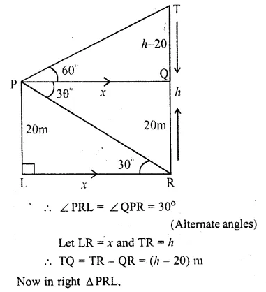 ML Aggarwal Class 10 Solutions for ICSE Maths Chapter 20 Heights and Distances Ex 20 Q34.1