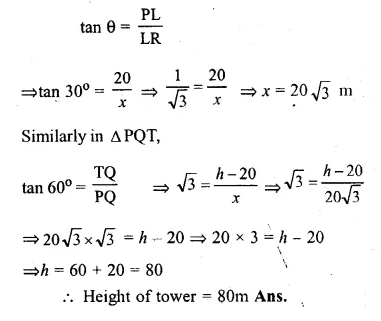 ML Aggarwal Class 10 Solutions for ICSE Maths Chapter 20 Heights and Distances Ex 20 Q34.2