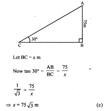 ML Aggarwal Class 10 Solutions for ICSE Maths Chapter 20 Heights and Distances MCQS Q5.1