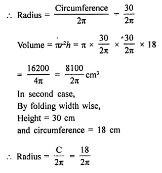 RD Sharma Class 9 Solutions Chapter 19 Surface Areas and Volume of a Circular Cylinder Ex 19.2 Q22.1