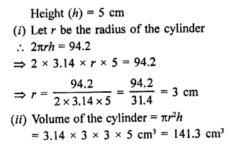 RD Sharma Class 9 Solutions Chapter 19 Surface Areas and Volume of a Circular Cylinder Ex 19.2 Q4.1