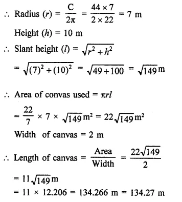 RD Sharma Class 9 Solutions Chapter 20 Surface Areas and Volume of A Right Circular Cone Ex 20.1 18.1