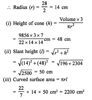 RD Sharma Class 9 Solutions Chapter 20 Surface Areas and Volume of A Right Circular Cone Ex 20.2 Q13.1