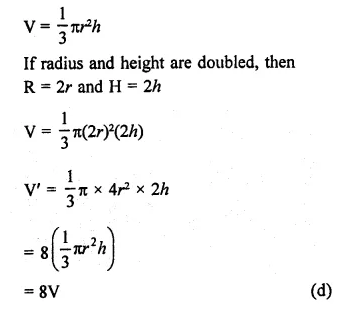RD Sharma Class 9 Solutions Chapter 20 Surface Areas and Volume of A Right Circular Cone MCQS Q8.1