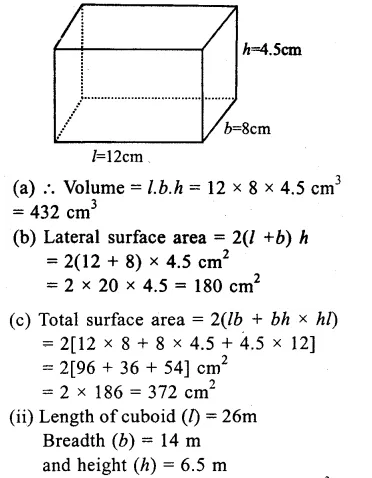 RS Aggarwal Class 9 Solutions Chapter 13 Volume and Surface Area Ex 13A Q1.1