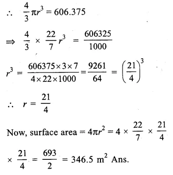 RS Aggarwal Class 9 Solutions Chapter 13 Volume and Surface Area Ex 13D Q3.1