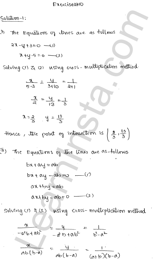 RD Sharma Class 11 Solutions Chapter 23 The Straight Lines Ex 23.10 1.1