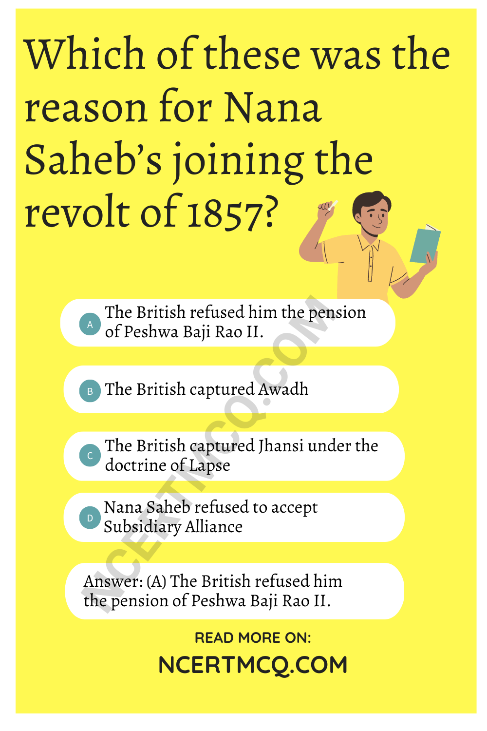 Which of these was the reason for Nana Saheb’s joining the revolt of 1857?