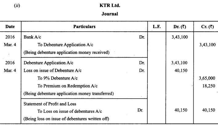 Class 12 Accountancy Important Questions Chapter 7 Issue and Redemption of Debentures 30