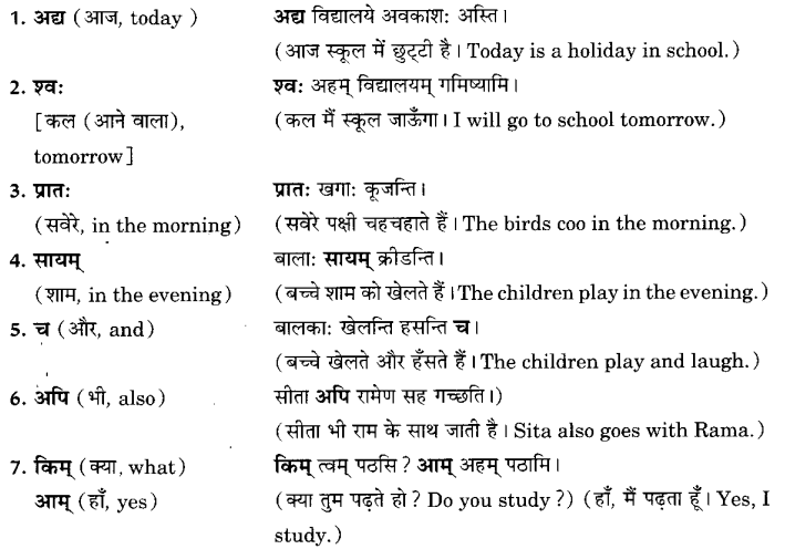 Class 6 Sanskrit Grammar Book Solutions अव्ययपदानि 2