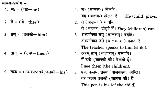 Class 6 Sanskrit Grammar Book Solutions सर्वनाम शब्द-रूपाणि तथा वाक्यप्रयोगः 9