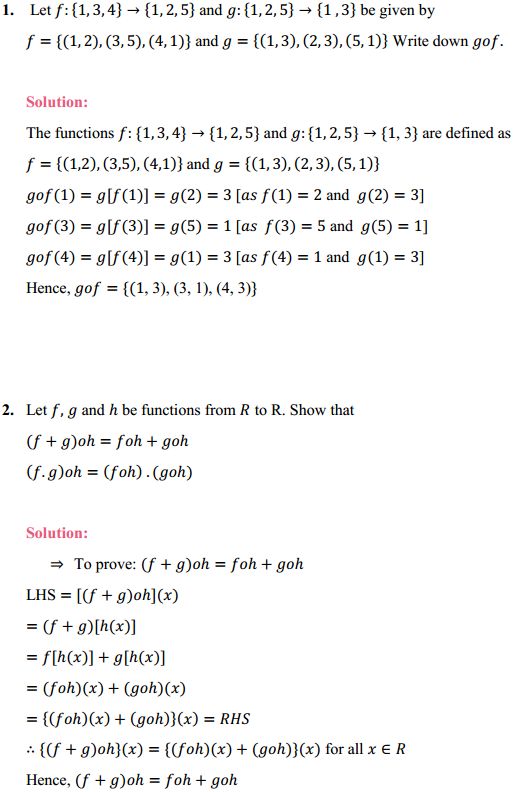 NCERT Solutions for Class 12 Maths Chapter 1 Relations and Functions Ex 1.3 1