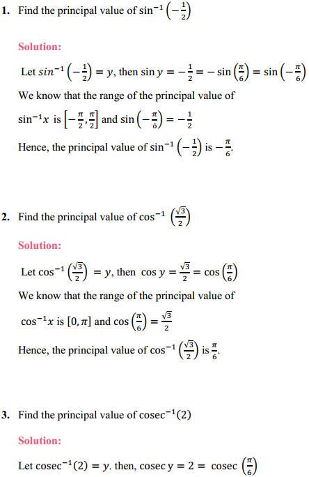 NCERT Solutions for Class 12 Maths Chapter 2 Inverse Trigonometric Functions Ex 2.1 1