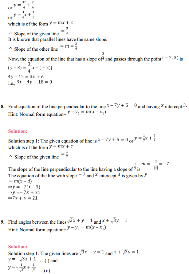 NCERT Solutions for Class 11 Maths Chapter 10 Straight Lines 10.3 11