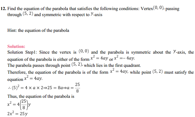 NCERT Solutions for Class 11 Maths Chapter 11 Conic Sections Ex 11.2 10