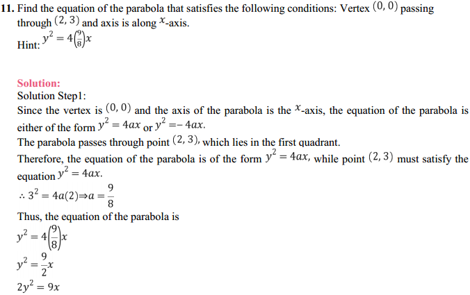 NCERT Solutions for Class 11 Maths Chapter 11 Conic Sections Ex 11.2 9