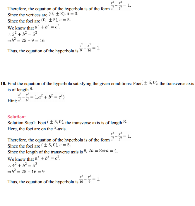 NCERT Solutions for Class 11 Maths Chapter 11 Conic Sections Ex 11.4 10