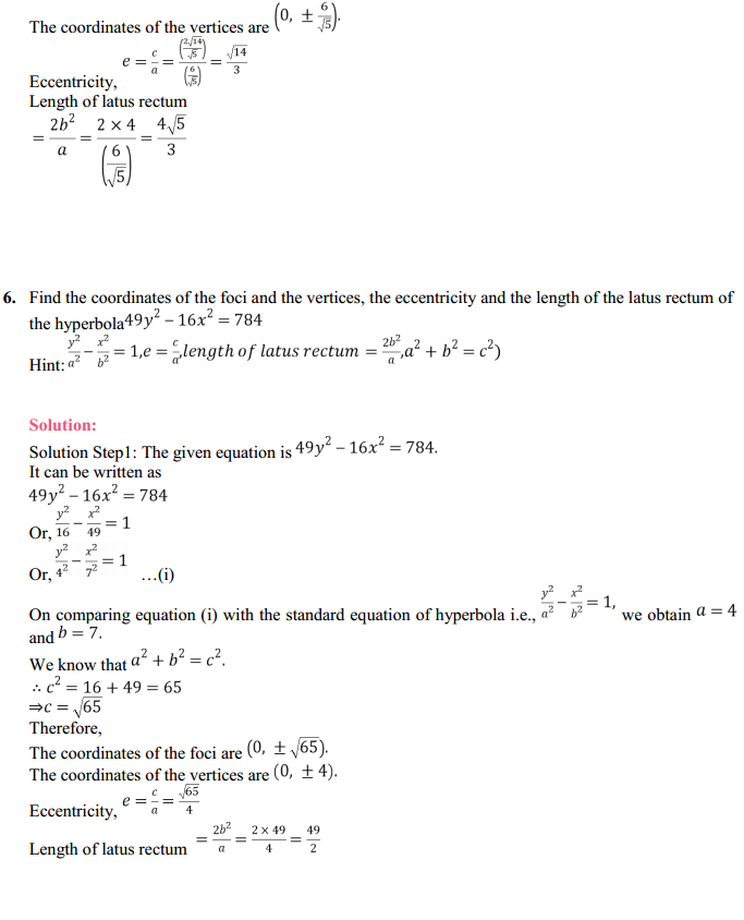 NCERT Solutions for Class 11 Maths Chapter 11 Conic Sections Ex 11.4 6