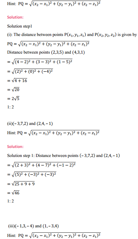 NCERT Solutions for Class 11 Maths Chapter 12 Introduction to three Dimensional Geometry Ex 12.2 2