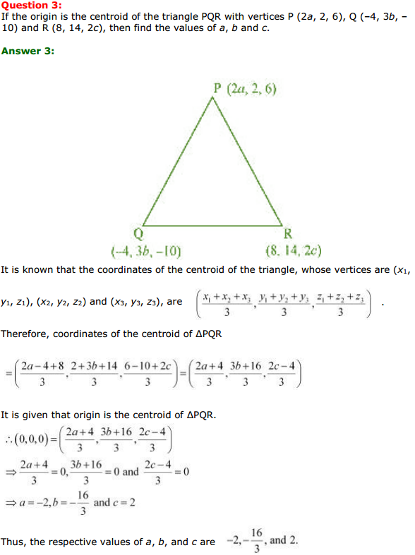 NCERT Solutions for Class 11 Maths Chapter 12 Introduction to three Dimensional Geometry Miscellaneous Exercise 3