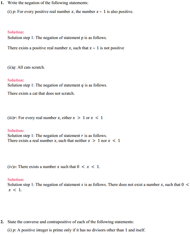 NCERT Solutions for Class 11 Maths Chapter 14 Mathematical Reasoning Miscellaneous Exercise 1