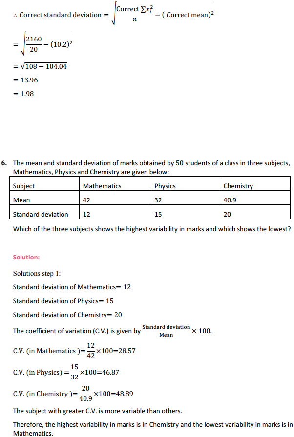 NCERT Solutions for Class 11 Maths Chapter 15 Statistics Miscellaneous Exercise 10