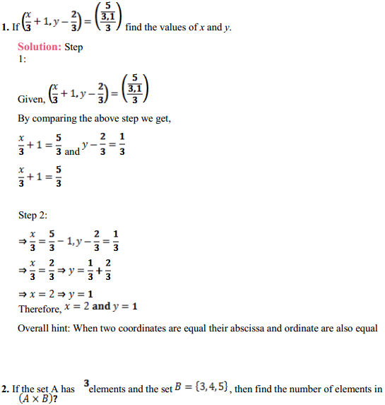 NCERT Solutions for Class 11 Maths Chapter 2 Relations and Functions Ex 2.1 1