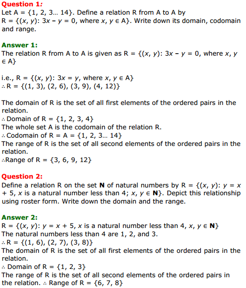 NCERT Solutions for Class 11 Maths Chapter 2 Relations and Functions Ex 2.2 1
