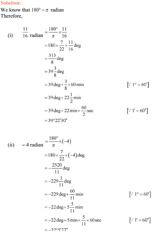 NCERT Solutions for Class 11 Maths Chapter 3 Trigonometric Functions Ex 3.1 2