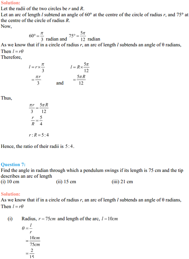 NCERT Solutions for Class 11 Maths Chapter 3 Trigonometric Functions Ex 3.1 7