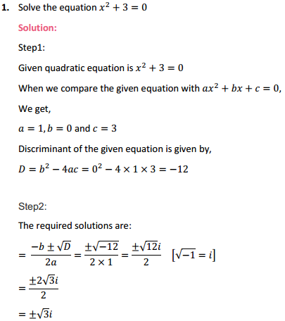 NCERT Solutions for Class 11 Maths Chapter 5 Complex Numbers and Quadratic Equations Ex 5.3 1