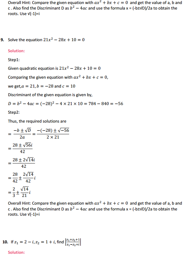 NCERT Solutions for Class 11 Maths Chapter 5 Complex Numbers and Quadratic Equations Miscellaneous Exercise 9