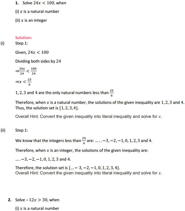 NCERT Solutions for Class 11 Maths Chapter 6 Linear Inequalities Ex 6.1 1