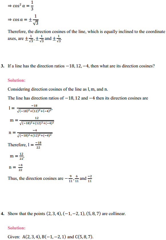NCERT Solutions for Class 12 Maths Chapter 11 Three Dimensional Geometry Ex 11.1 2