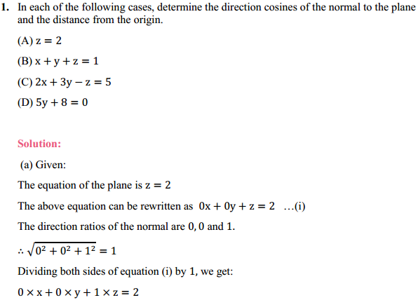 NCERT Solutions for Class 12 Maths Chapter 11 Three Dimensional Geometry Ex 11.3 1