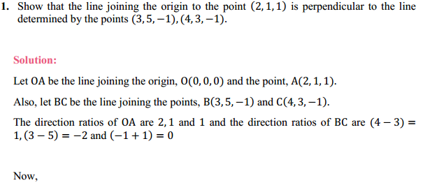 NCERT Solutions for Class 12 Maths Chapter 11 Three Dimensional Geometry Miscellaneous Exercise 1