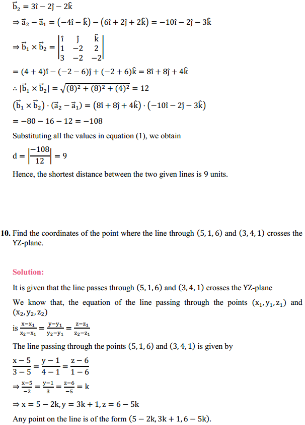 NCERT Solutions for Class 12 Maths Chapter 11 Three Dimensional Geometry Miscellaneous Exercise 7
