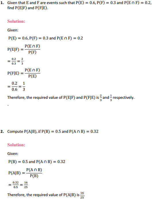 NCERT Solutions for Class 12 Maths Chapter 13 Probability Ex 13.1 1