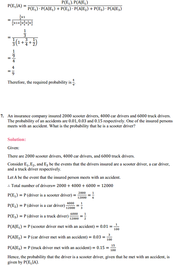NCERT Solutions for Class 12 Maths Chapter 13 Probability Ex 13.3 10