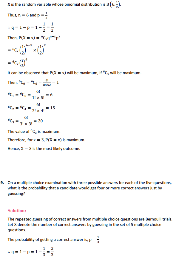 NCERT Solutions for Class 12 Maths Chapter 13 Probability Ex 13.5 9