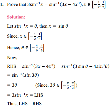 NCERT Solutions for Class 12 Maths Chapter 2 Inverse Trigonometric Functions Ex 2.2 1